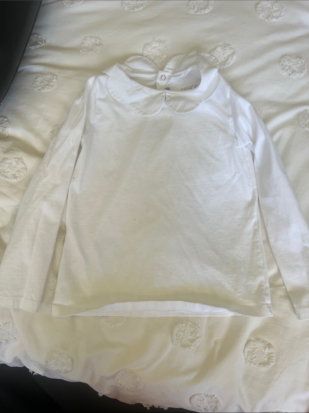 Jacadi White Long-Sleeve Top with Peter Pan Collar